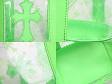 Load image into Gallery viewer, 極美品 CHROME HEARTS クロムハーツ ハンドバッグ セメタリークロス クリア ミニバッグ タイムグリーン レザー ビニール 52616