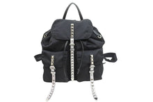 Load image into Gallery viewer, 極美品 PRADA プラダ ニューヴェラ ナイロン スタッズ リュックサック ブラック 1BZ81中古 52764