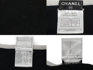 CHANEL Knit Tops Cocomark Mobile Art 08A Black White Cotton Cashmere Size 38 Good Used 52803