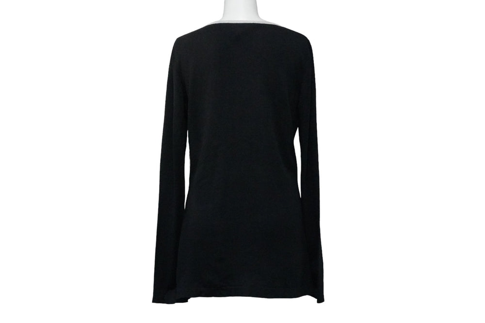 CHANEL Knit Tops Cocomark Mobile Art 08A Black White Cotton Cashmere Size 38 Good Used 52803