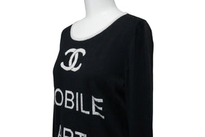 CHANEL Knit Tops Cocomark Mobile Art 08A Black White Cotton Cashmere Size 38 Good Used 52803
