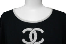 画像をギャラリービューアに読み込む, CHANEL シャネル ニット トップス ココマーク モバイルアート 08A ブラック ホワイト コットン カシミヤ サイズ38 良品 中古 52803