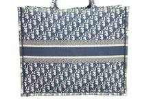 Load image into Gallery viewer, ChristianDior クリスチャンディオール ブックトート ラージ トロッター オブリーク キャンバス ネイビー ベージュ 美品 中古 52826