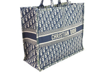 Load image into Gallery viewer, ChristianDior クリスチャンディオール ブックトート ラージ トロッター オブリーク キャンバス ネイビー ベージュ 美品 中古 52826