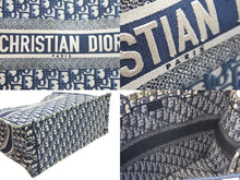 Load image into Gallery viewer, ChristianDior クリスチャンディオール ブックトート ラージ トロッター オブリーク キャンバス ネイビー ベージュ 美品 中古 52826