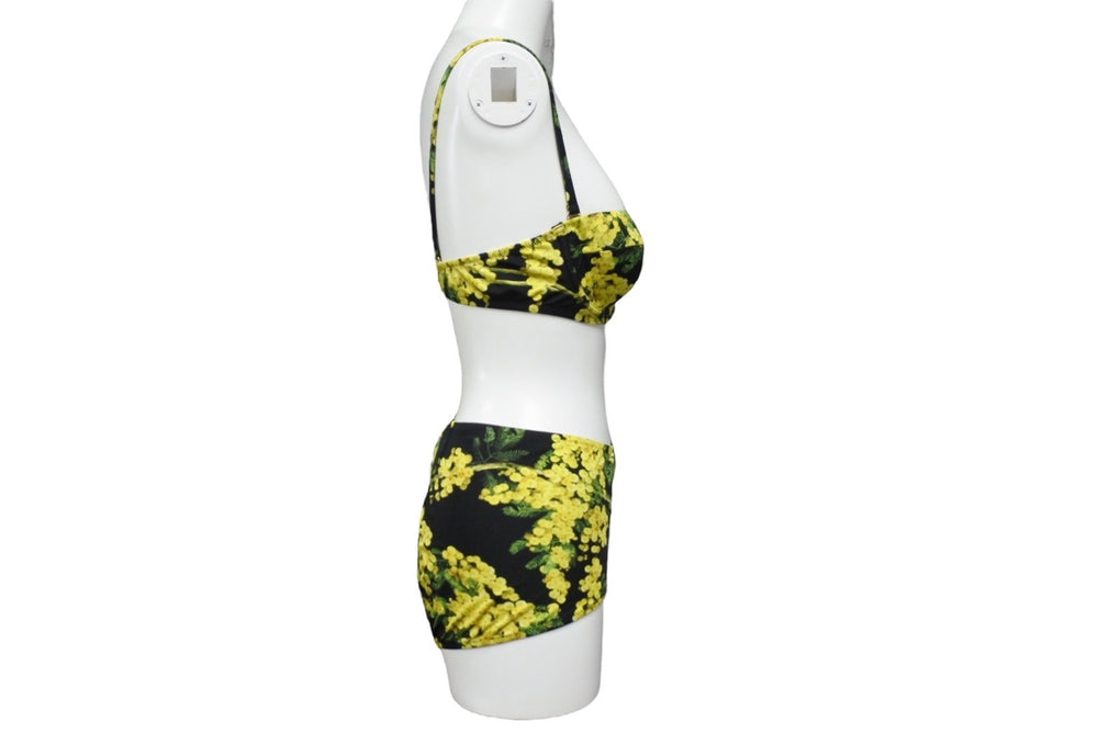Dolce &  Gabbana Dolce&ガBBANA Swimsuit, Botanical Print, Black &amp; Yellow, Size S, Excellent Condition, Used, Item Number 52828