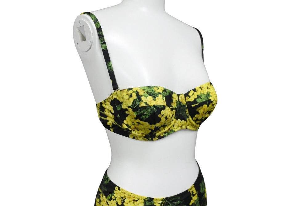 Dolce &  Gabbana Dolce&ガBBANA Swimsuit, Botanical Print, Black &amp; Yellow, Size S, Excellent Condition, Used, Item Number 52828