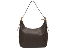 画像をギャラリービューアに読み込む, CELINE セリーヌ マカダム柄 ホーボー ワンショルダーバッグ PVC レザー ブラウン ロゴ 総柄 ゴールド金具 美品 中古 4b005290