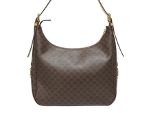 画像をギャラリービューアに読み込む, CELINE セリーヌ マカダム柄 ホーボー ワンショルダーバッグ PVC レザー ブラウン ロゴ 総柄 ゴールド金具 美品 中古 4b005290