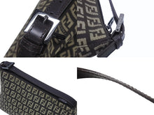 画像をギャラリービューアに読み込む, 極美品 FENDI フェンディ ハンドバッグ 8N0005 ズッキーノ柄 キャンバス レザー ブラウン ブラック金具 中古 4b005292