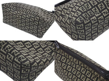 画像をギャラリービューアに読み込む, 極美品 FENDI フェンディ ハンドバッグ 8N0005 ズッキーノ柄 キャンバス レザー ブラウン ブラック金具 中古 4b005292