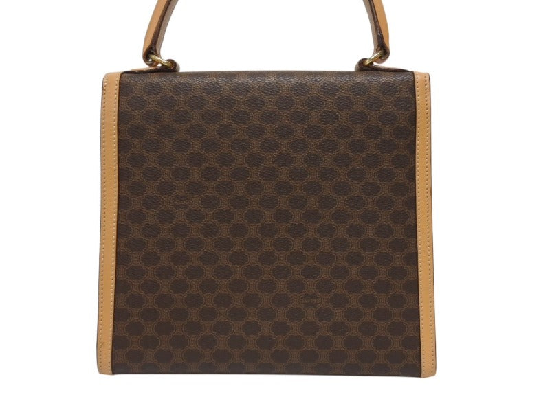 CELINE Handbag Shoulder Bag 2WAY M 13 Macadam Pattern PVC Leather Brown Gold Hardware Good Condition Used 4b005293