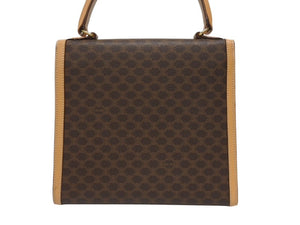 CELINE セリーヌ ハンドバッグ ショルダーバッグ 2WAY M 13 マカダム柄 PVC レザー ブラウン ゴールド金具 美品 中古 4b005293