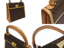 画像をギャラリービューアに読み込む, CELINE セリーヌ ハンドバッグ ショルダーバッグ 2WAY M 13 マカダム柄 PVC レザー ブラウン ゴールド金具 美品 中古 4b005293