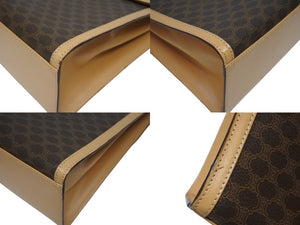 CELINE セリーヌ ハンドバッグ ショルダーバッグ 2WAY M 13 マカダム柄 PVC レザー ブラウン ゴールド金具 美品 中古 4b005293
