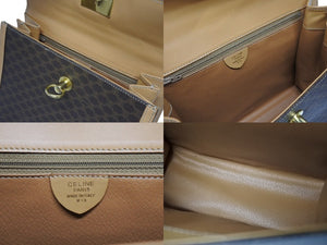 CELINE セリーヌ ハンドバッグ ショルダーバッグ 2WAY M 13 マカダム柄 PVC レザー ブラウン ゴールド金具 美品 中古 4b005293