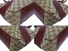 画像をギャラリービューアに読み込む, 美品 GUCCI グッチ ワンショルダーバッグ ハンドバッグ 113011 GGキャンバス レザー ベージュ ブラウン ゴールド金具 中古 4b005295