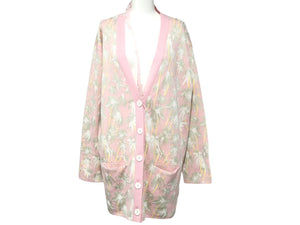 LOEWE Cardigan Over Silhouette Floral Pattern Rayon Pink Size XS S3108120SM Good Condition Used 53059