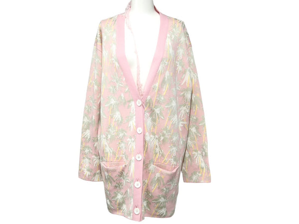 LOEWE Cardigan Over Silhouette Floral Pattern Rayon Pink Size XS S3108120SM Good Condition Used 53059