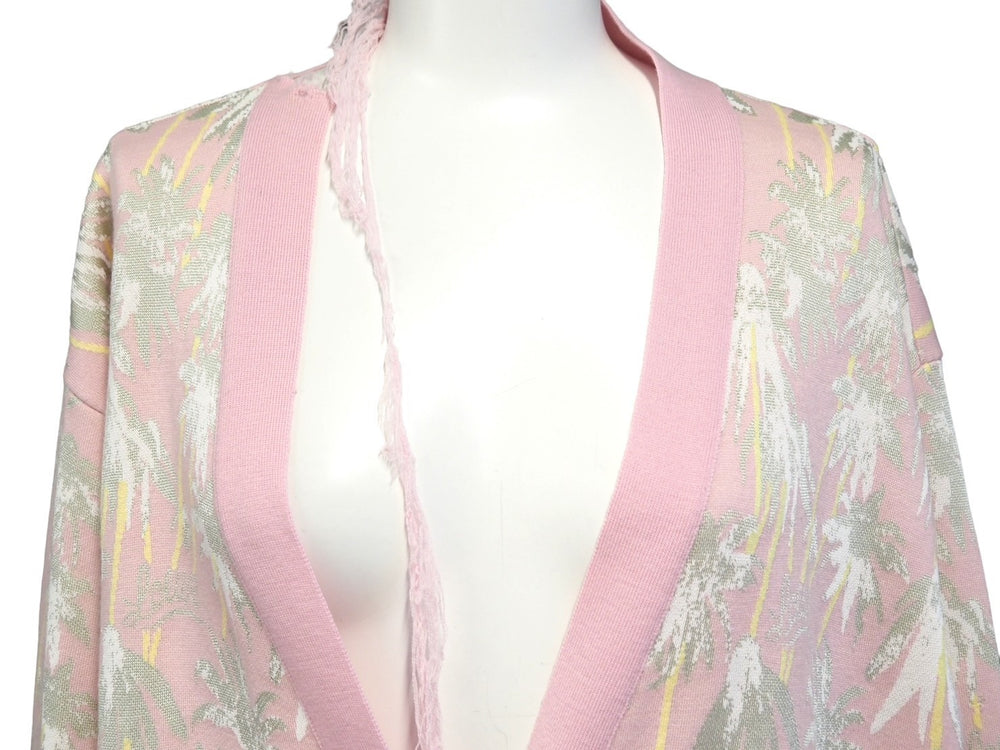 LOEWE Cardigan Over Silhouette Floral Pattern Rayon Pink Size XS S3108120SM Good Condition Used 53059