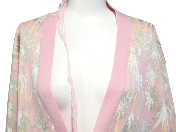 LOEWE Cardigan Over Silhouette Floral Pattern Rayon Pink Size XS S3108120SM Good Condition Used 53059