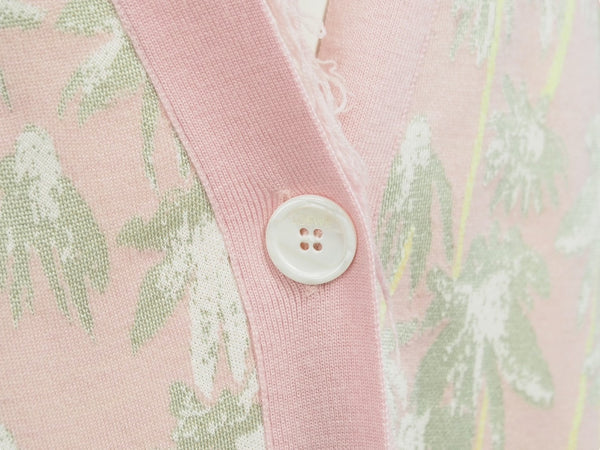 LOEWE Cardigan Over Silhouette Floral Pattern Rayon Pink Size XS S3108120SM Good Condition Used 53059