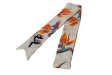 画像をギャラリービューアに読み込む, FENDI フェンディ スカーフ ストール ツイリー 花柄 ビジュー シルク ホワイト オレンジ 良品 中古 53074