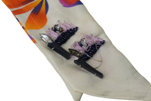 画像をギャラリービューアに読み込む, FENDI フェンディ スカーフ ストール ツイリー 花柄 ビジュー シルク ホワイト オレンジ 良品 中古 53074