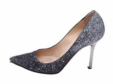 画像をギャラリービューアに読み込む, JIMMY CHOO ジミーチュウ パンプス ハイヒール グリッターキャンバス シルバー サイズ35 1/2 良品 中古 53084