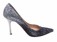 画像をギャラリービューアに読み込む, JIMMY CHOO ジミーチュウ パンプス ハイヒール グリッターキャンバス シルバー サイズ35 1/2 良品 中古 53084
