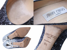 画像をギャラリービューアに読み込む, JIMMY CHOO ジミーチュウ パンプス ハイヒール グリッターキャンバス シルバー サイズ35 1/2 良品 中古 53084