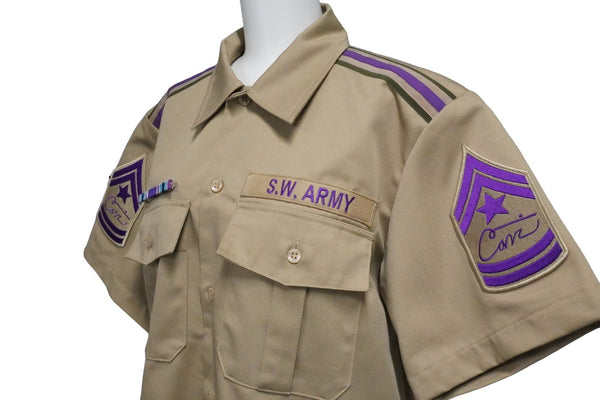 SWAGGER Swagger Short Sleeve Military Shirt ARMY Tops SWGSSH-194 Polyester Cotton Beige Purple M Good Condition Used 53137