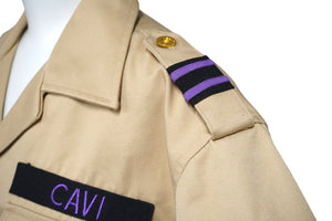 CAVI Short Sleeve Military Shirt Tops Swagger Made in INDIA Cotton Polyester Beige Purple S Good Condition Used 53138