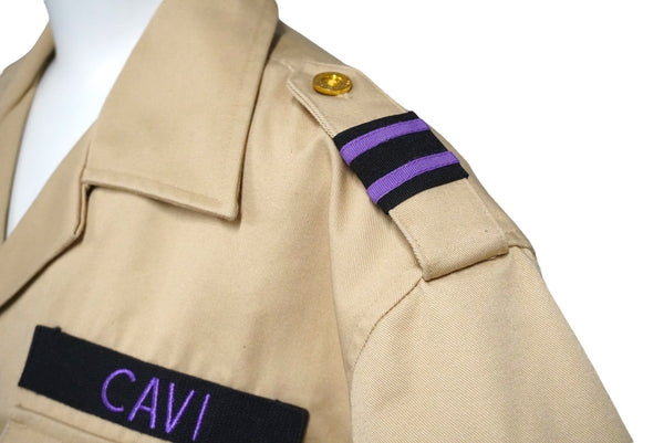CAVI Short Sleeve Military Shirt Tops Swagger Made in INDIA Cotton Polyester Beige Purple S Good Condition Used 53138