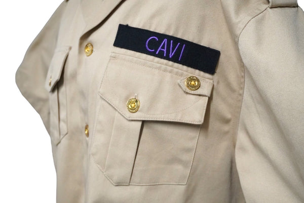 CAVI Short Sleeve Military Shirt Tops Swagger Made in INDIA Cotton Polyester Beige Purple S Good Condition Used 53138