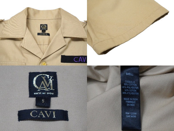 CAVI Short Sleeve Military Shirt Tops Swagger Made in INDIA Cotton Polyester Beige Purple S Good Condition Used 53138