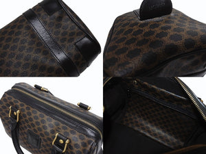 CELINE セリーヌ ハンドバッグ MC98/2 マカダム柄 PVC レザー ブラウン ブラック イタリア製 ゴールド金具 総柄 美品 中古 4b005320