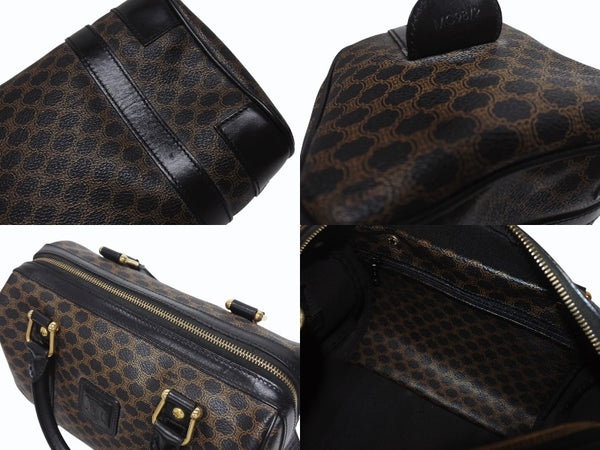 CELINE セリーヌ ハンドバッグ MC98/2 マカダム柄 PVC レザー ブラウン ブラック イタリア製 ゴールド金具 総柄 美品 中古 4b005320