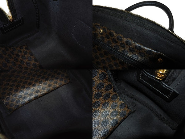 CELINE セリーヌ ハンドバッグ MC98/2 マカダム柄 PVC レザー ブラウン ブラック イタリア製 ゴールド金具 総柄 美品 中古 4b005320
