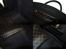 画像をギャラリービューアに読み込む, CELINE セリーヌ ハンドバッグ MC98/2 マカダム柄 PVC レザー ブラウン ブラック イタリア製 ゴールド金具 総柄 美品 中古 4b005320