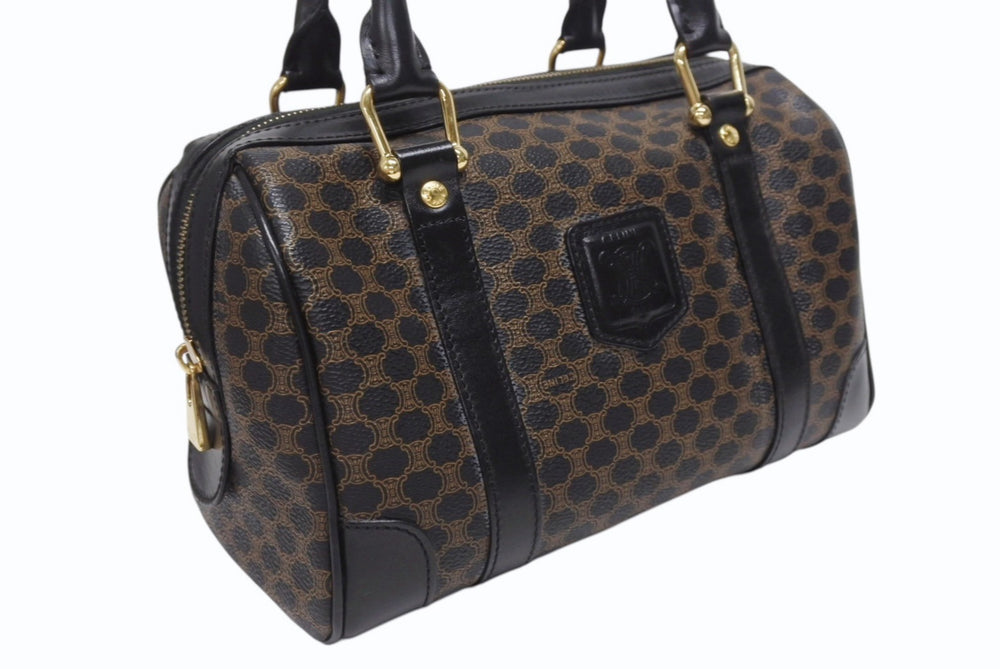 CELINE Handbag MC98/2 Macadam pattern PVC leather Brown Black Made in Italy Gold hardware All pattern Good condition Used 4b005320