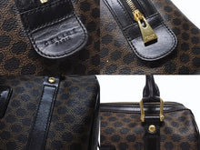 画像をギャラリービューアに読み込む, CELINE セリーヌ ハンドバッグ MC98/2 マカダム柄 PVC レザー ブラウン ブラック イタリア製 ゴールド金具 総柄 美品 中古 4b005320