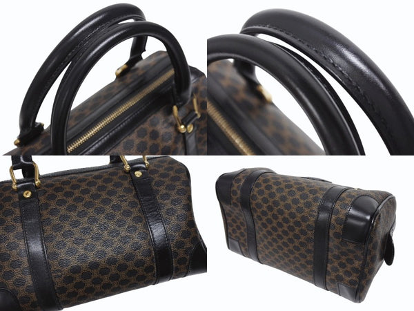CELINE セリーヌ ハンドバッグ MC98/2 マカダム柄 PVC レザー ブラウン ブラック イタリア製 ゴールド金具 総柄 美品 中古 4b005320