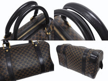 画像をギャラリービューアに読み込む, CELINE セリーヌ ハンドバッグ MC98/2 マカダム柄 PVC レザー ブラウン ブラック イタリア製 ゴールド金具 総柄 美品 中古 4b005320