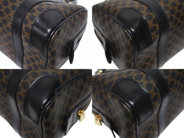 CELINE セリーヌ ハンドバッグ MC98/2 マカダム柄 PVC レザー ブラウン ブラック イタリア製 ゴールド金具 総柄 美品 中古 4b005320