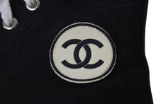 画像をギャラリービューアに読み込む, CHANEL シャネル スニーカー 001852 ココマーク ハイカットスニーカー ブラック ホワイト キャンバス サイズ37 良品 中古 53532
