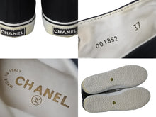 画像をギャラリービューアに読み込む, CHANEL シャネル スニーカー 001852 ココマーク ハイカットスニーカー ブラック ホワイト キャンバス サイズ37 良品 中古 53532