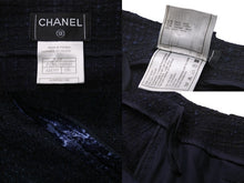 画像をギャラリービューアに読み込む, CHANEL シャネル セットアップ ジャケット スカート ココマーク 01P P17609 P17612 ネイビー ツイード 美品 中古 53593