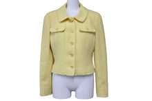 画像をギャラリービューアに読み込む, CHANEL シャネル ウールジャケット イエロー ココマークボタン P07237V05392 サイズ40 美品 中古 53596