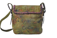 画像をギャラリービューアに読み込む, CHANEL シャネル ショルダーバッグ ココマーク エンブロイダリー グラフィティ 20番台 カーキ マルチ シルバー金具 美品 中古 53605